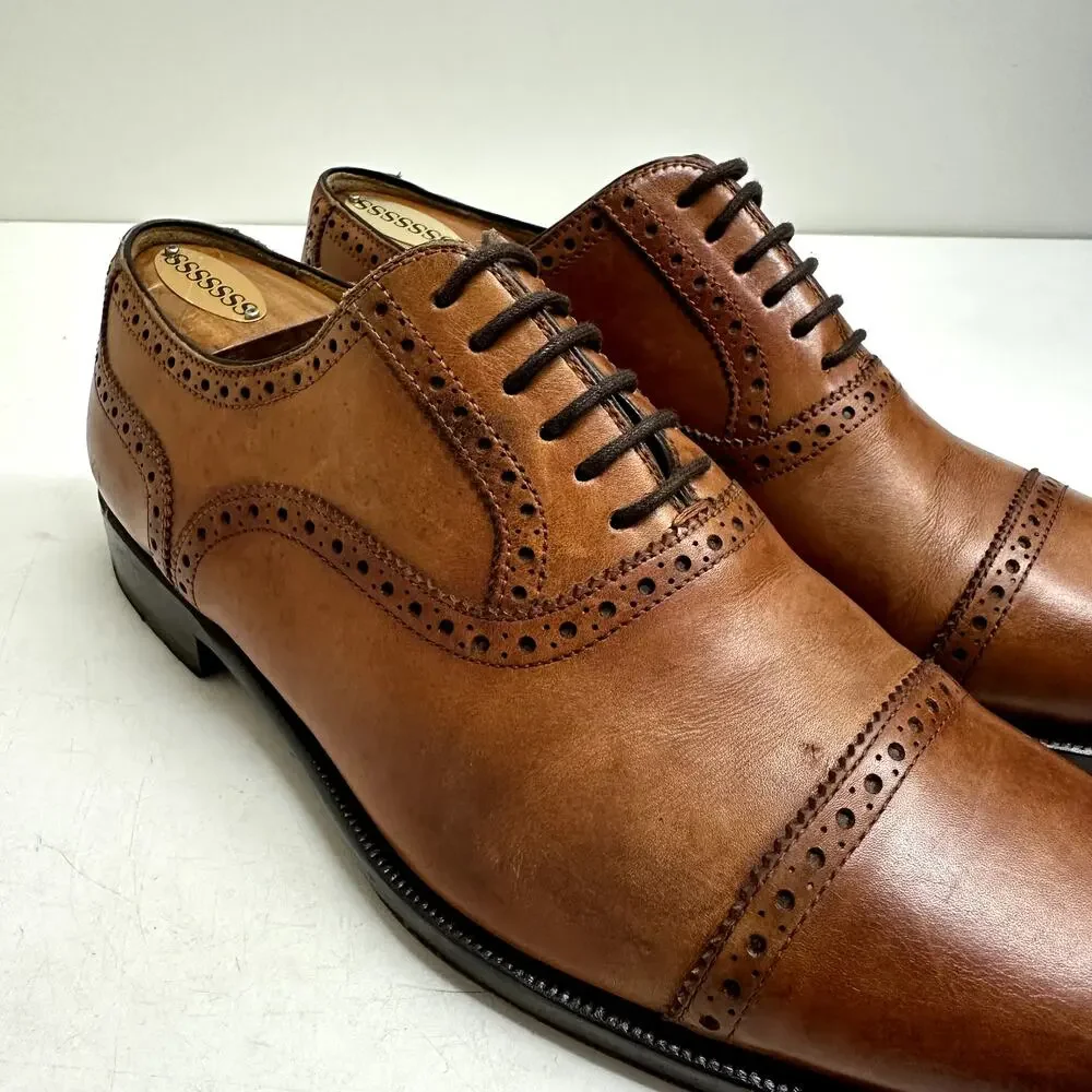 VERY GOOD Magnanni Brown Oxford Cap Toe Bal Made in Spain UK 7.5 / US 8 - Picture 6 of 11